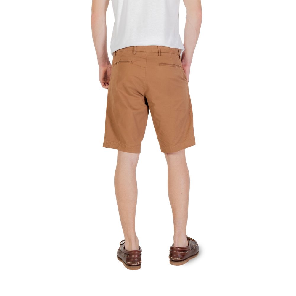 Back view of Borghese Beige Cotton Bermuda Shorts on person