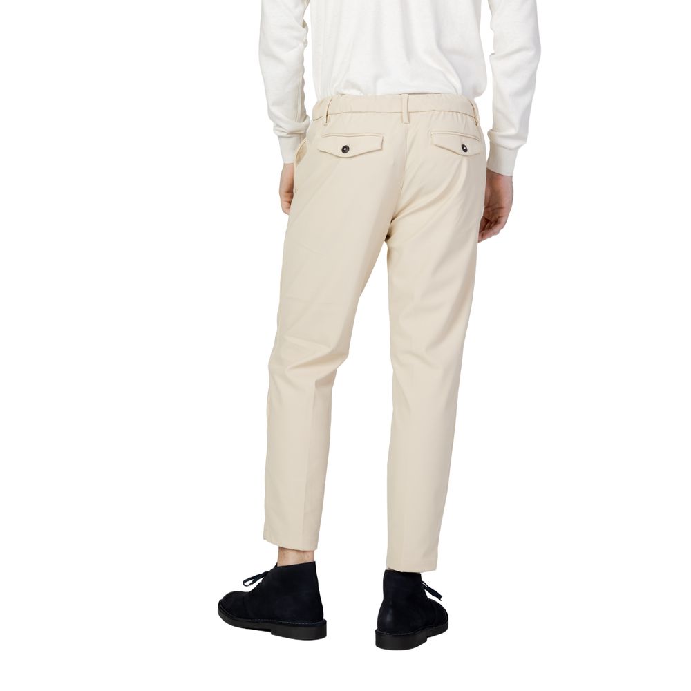 Back view of Borghese Beige Nylon Casual Pants showcasing regular fit and elegant design.