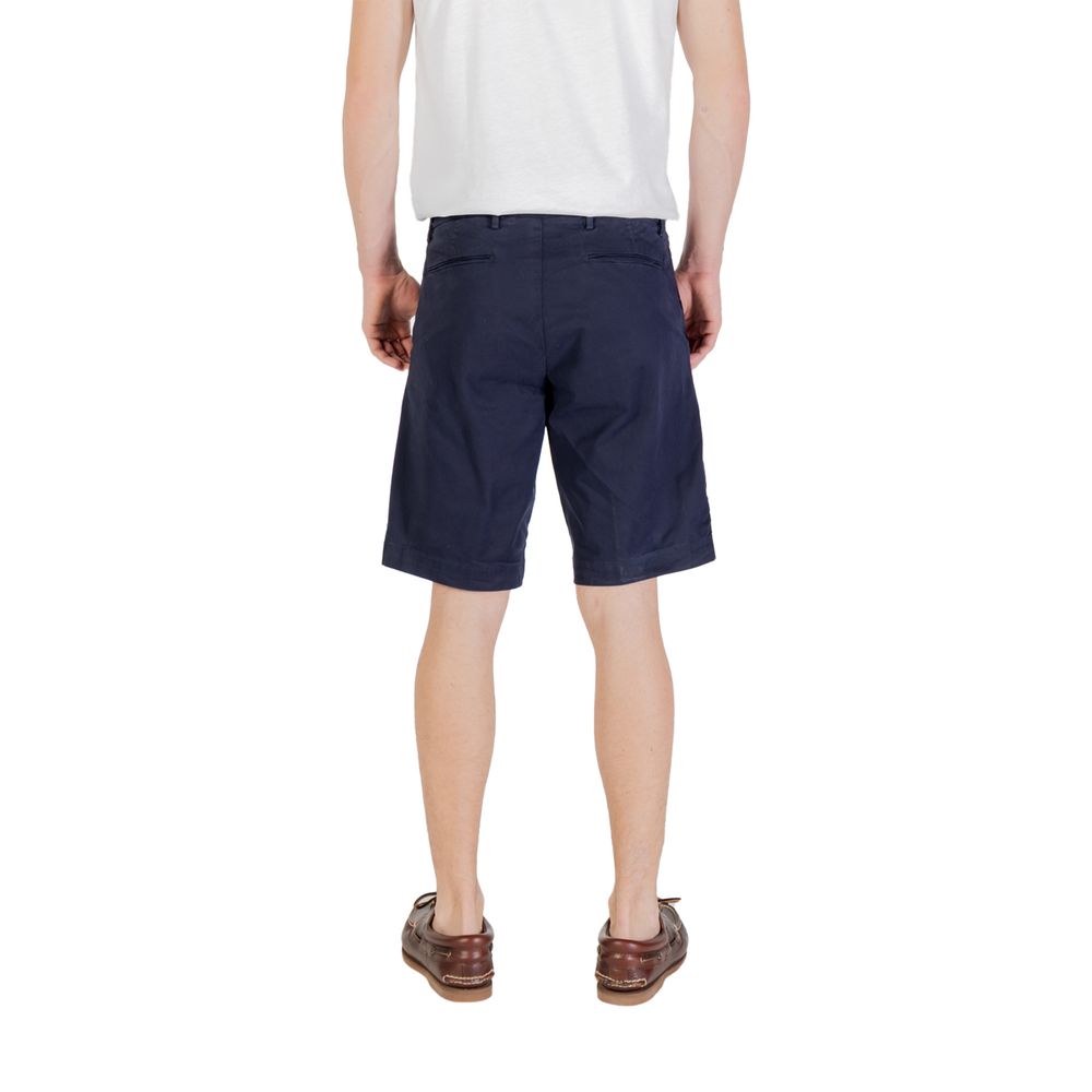 Back view of Borghese Blue Cotton Bermuda Shorts, men's casual summer wear, showcasing comfortable and stylish design.