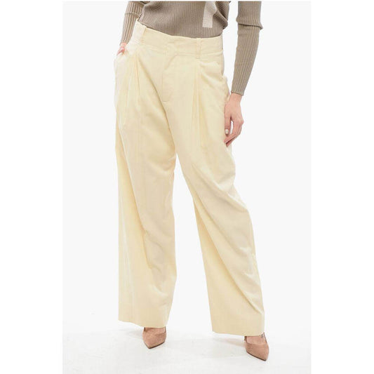 Bottega Veneta-Bottega Veneta Silk Blend Palazzo Pants-1728,74866327712,Beige,Bottega Veneta,Clothing,Jeans & Pants - Women - Clothing,New with tags,W40,Women,Women - Clothing-BO-P654702-W40