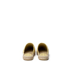 Back view of Bottega Veneta Yellow Leather Espadrille with open back and woven rope sole, featuring iconic intrecciato motif.