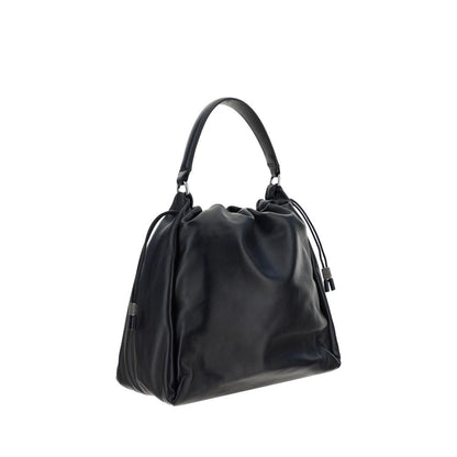 Brunello Cucinelli Black Calf Leather Bos Taurus Shoulder Bag