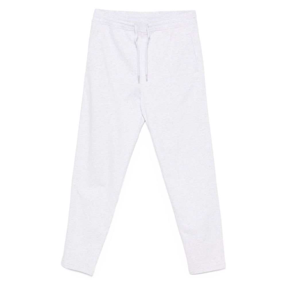 Brunello Cucinelli Cotton track pants in light grey with elasticated drawstring waistband and side slit pockets.