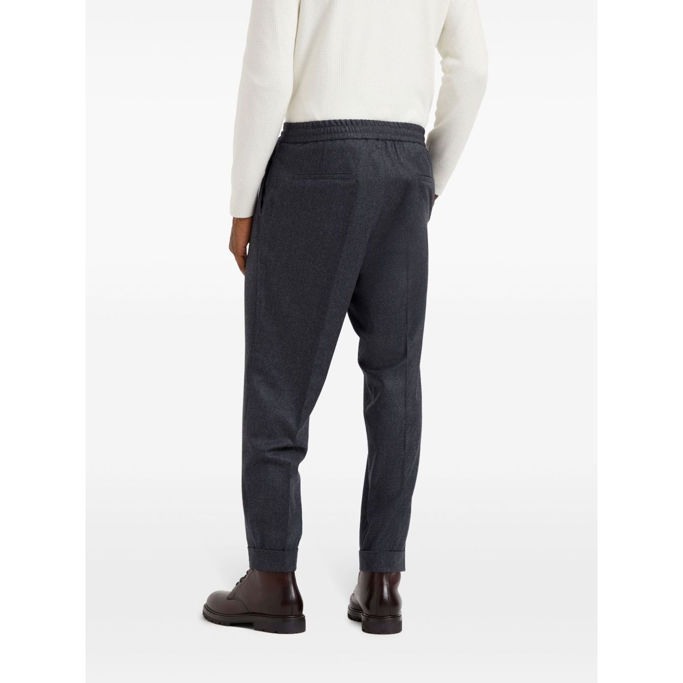 Brunello Cucinelli Drawstring-waistband wool tapered trousers
