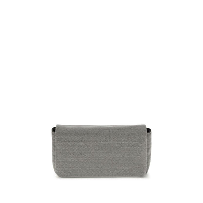 Brunello Cucinelli Gray Leather Shoulder Bag with flap closure, versatile fit, and elegant craftsmanship