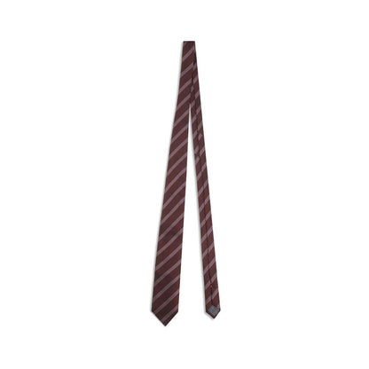 Brunello Cucinelli Red Silk Tie with striped pattern, perfect for formal attire, luxury accessory