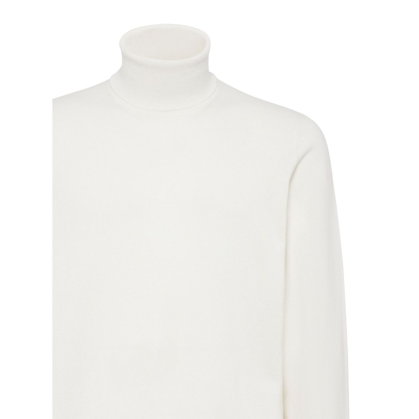 Brunello Cucinelli Sweaters White cashmere knit with roll neck and ribbed cuffs.