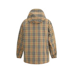 Rear view of Burberry Reversible waterproof Jacket showcasing classic check pattern and hood.