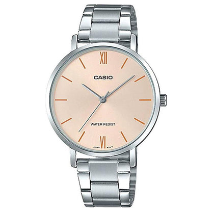 CASIO COLLECTION Mod. MINIMAL - ANTIQUE PINK ladies wristwatch, water resistant, stainless steel bracelet, quartz movement.