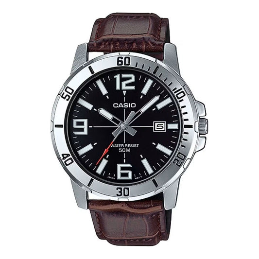 CASIO COLLECTION & VINTAGE CASIO SPORT COLLECTION Mod. DIVER 50M LEATHER - BROWN MTP-VD01L-1BVUDF Gent,Gent Ready stocked Watches,READY STOCKED WATCHES,Watches for Men - Watches,Wristwatch