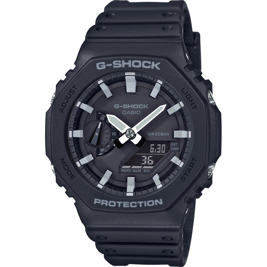 CASIO G-SHOCK Mod. OAK Black wristwatch, water resistant 20 ATM, carbon & resin case, quartz movement, multifunctional dial.