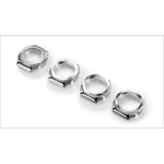 Four silver casings for CASIO G-SHOCK Mod. OAK G-STEEL PETROL BLUE watches on white background