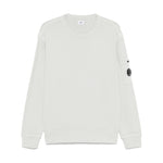 C.P. COMPANY Sweaters Clear Blue crew neck with sleeve patch pocket, ribbed cuffs and hem, ice blue cotton sweatshirt.