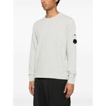 C.P. COMPANY Sweaters Clear Blue - Ice blue crew neck sweatshirt with sleeve patch pocket, ribbed cuffs and hem, true to size fit.