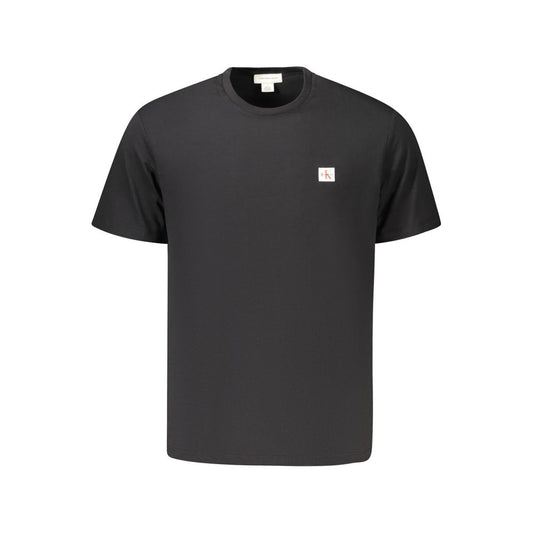 Calvin Klein Black Cotton T-Shirt, crew neck, short sleeve, with logo application. Stylish and comfortable for everyday wear.