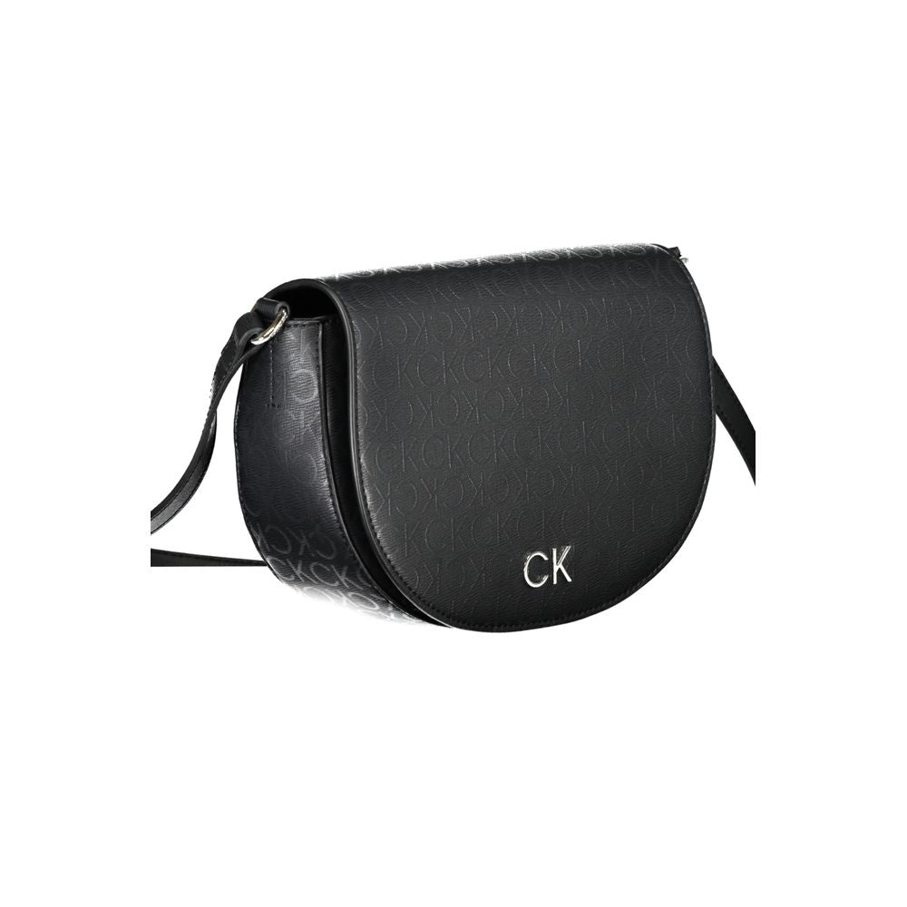 Calvin Klein Black Polyethylene Handbag with adjustable shoulder strap and logo detailing