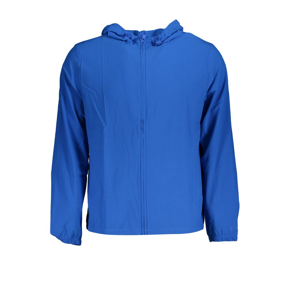 Calvin Klein Blue Polyester Men's Sport Jacket with hood and dual pockets
