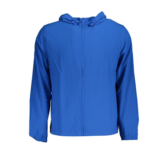 Calvin Klein Blue Polyester Men's Sport Jacket with hood and dual pockets