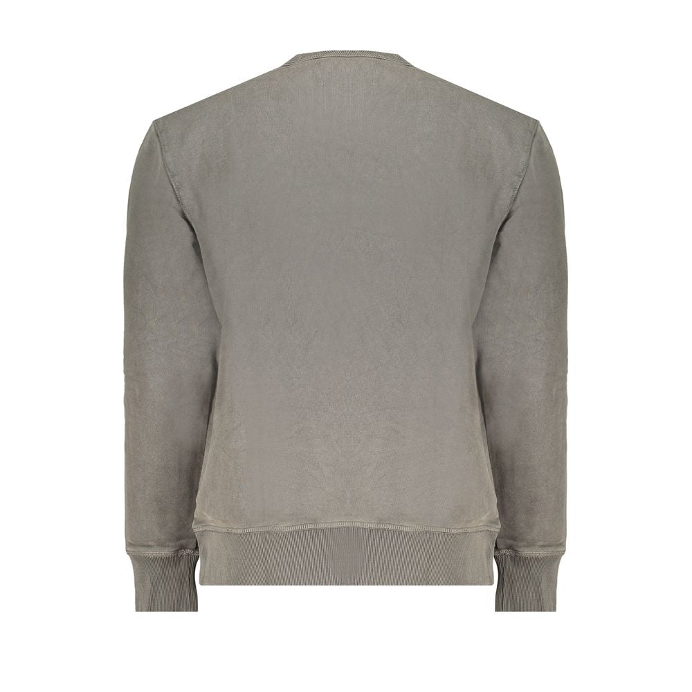 Back view of Calvin Klein Green Cotton Men Sweater showcasing a crew neck design and long sleeves.