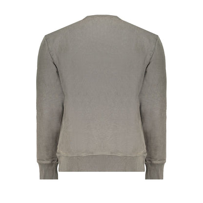 Back view of Calvin Klein Green Cotton Men Sweater showcasing a crew neck design and long sleeves.