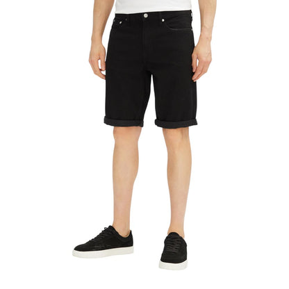 Calvin Klein Jeans Black Cotton Bermuda Shorts slim fit for men, perfectly paired with sneakers for a casual summer look.