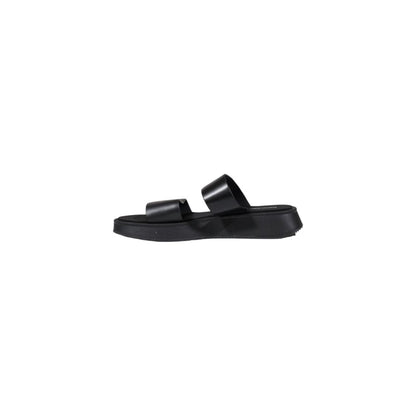 Calvin Klein Jeans Black Leather Flat Sandals