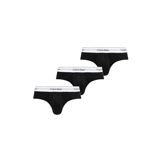 Calvin Klein Underwear Black And White Cotton Briefs, 3-pack, featuring logo waistband and soft cotton blend for comfort and style.