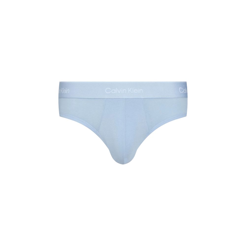 Calvin Klein Underwear Blue Cotton Briefs with elastic waistband and logo, offering comfort and style for men.