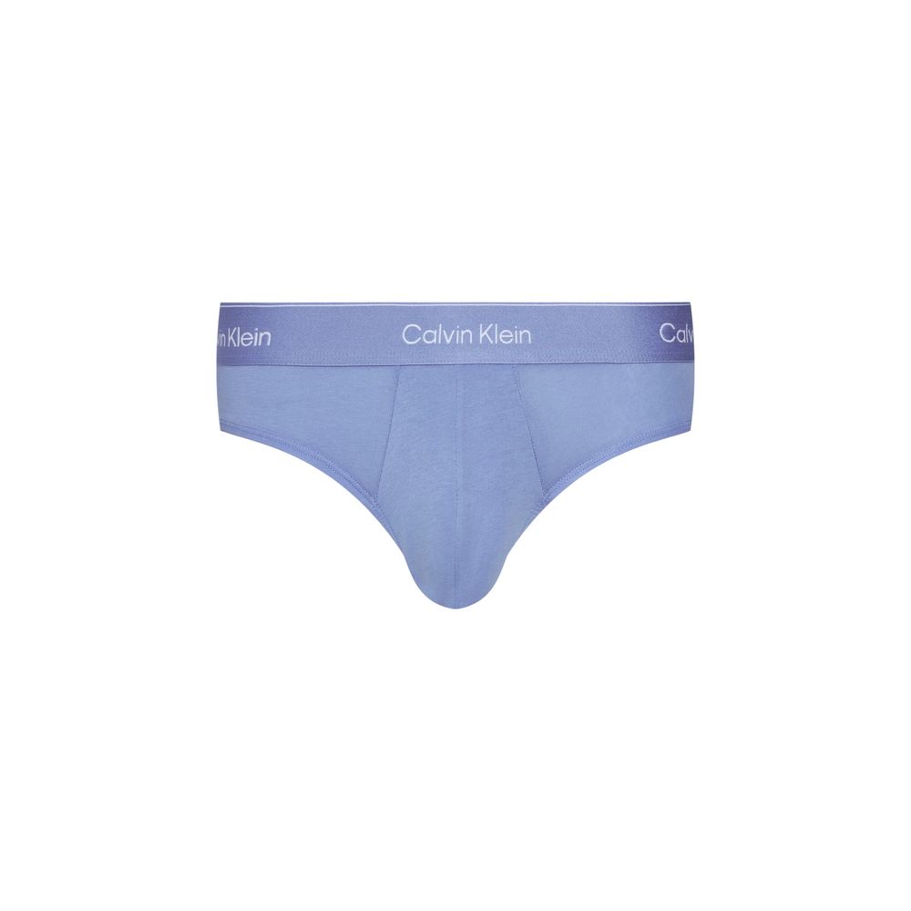 Calvin Klein Underwear Blue Cotton Briefs with logo waistband for men, offering comfort and style in a pack of three.