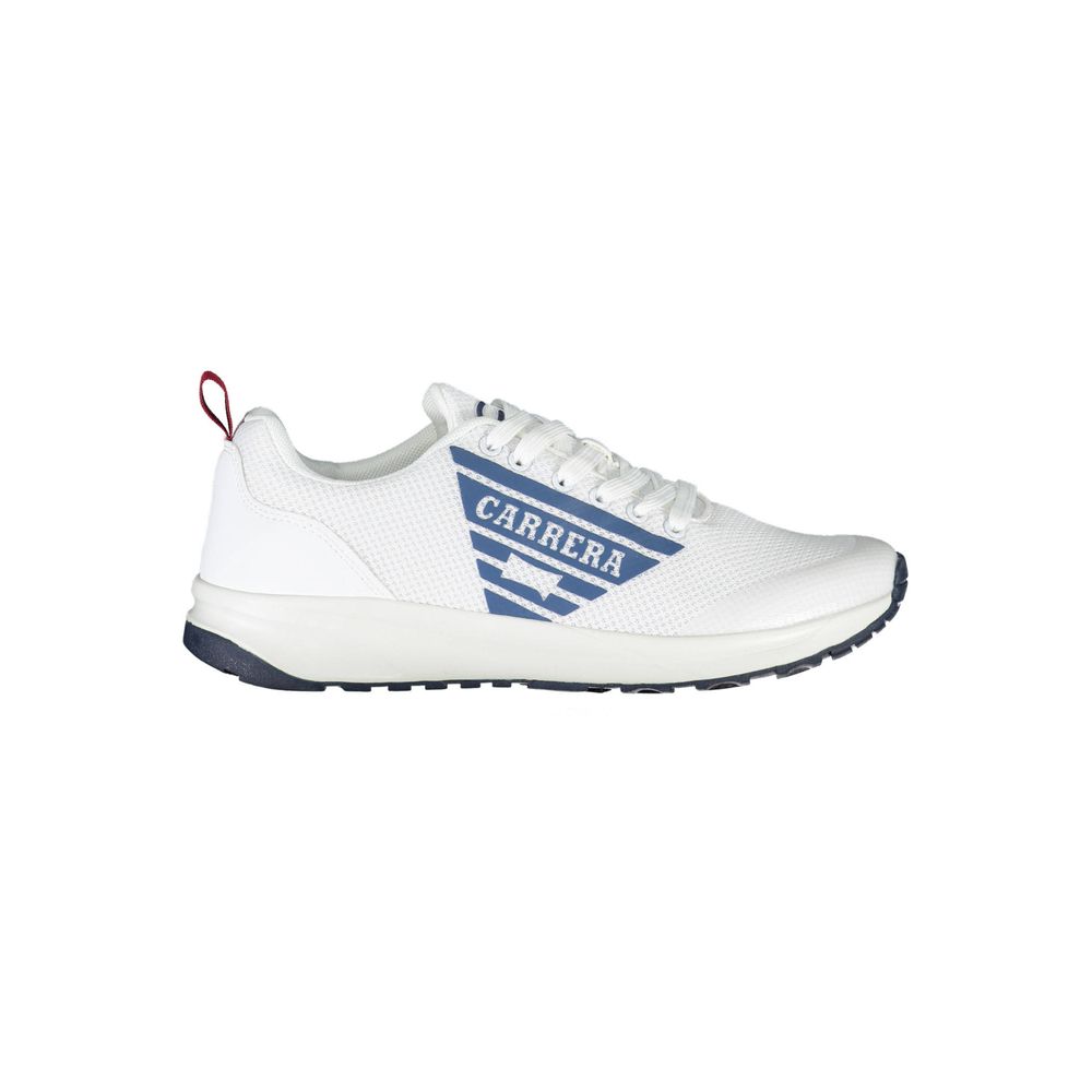 Carrera White Eco Leather Men Sneaker with dynamic design and Carrera logo, perfect for style and comfort.