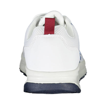 Back view of Carrera White Eco Leather Men Sneaker showcasing dynamic design and contrasting details.
