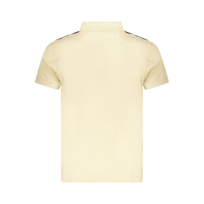 Cavalli Class Beige Cotton Men Polo Shirt with short sleeves and contrasting details showcasing elegance and modern style.
