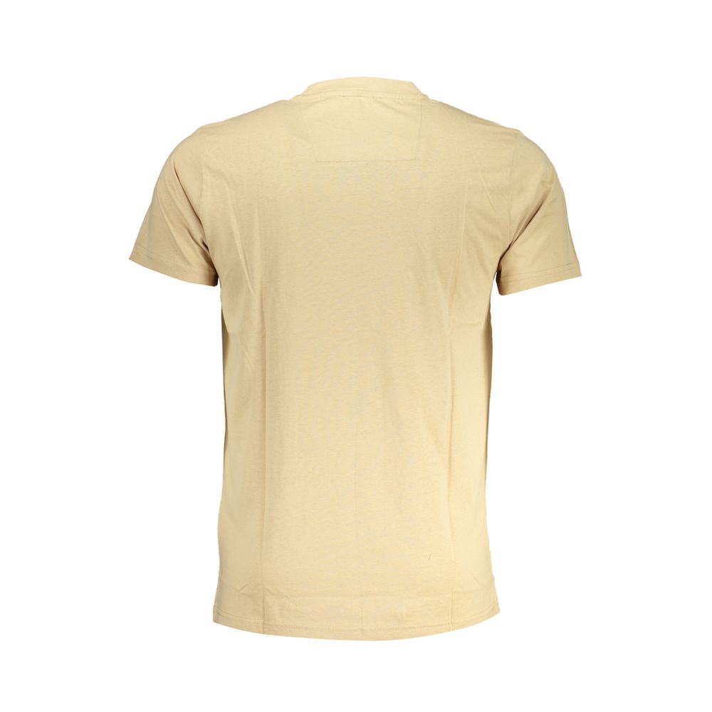 Cavalli Class Beige Cotton T-Shirt back view showing short sleeves and crew neck with logo print