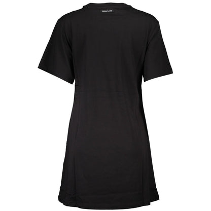 Back view of Cavalli Class Black Cotton Dress with short sleeves and round neck