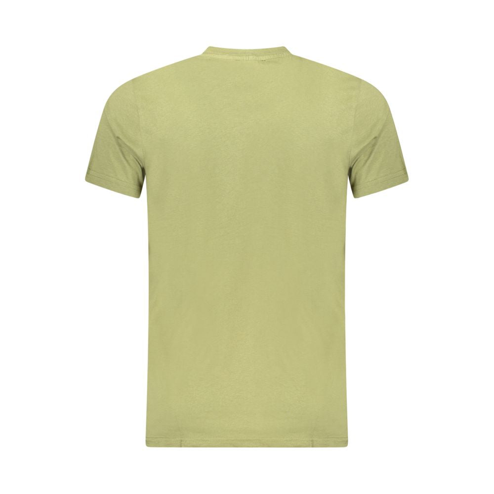 Cavalli Class Green Cotton Men T-Shirt with a back view, showcasing premium cotton fabric and short-sleeve design for casual wear.