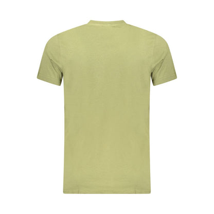 Cavalli Class Green Cotton Men T-Shirt with a back view, showcasing premium cotton fabric and short-sleeve design for casual wear.