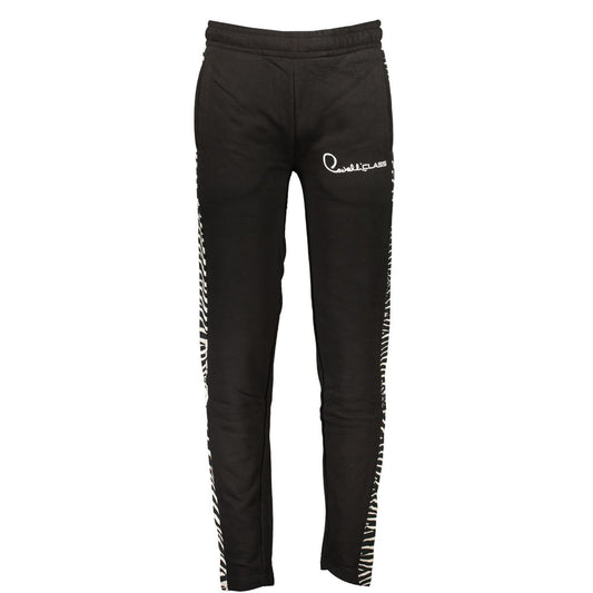 Cavalli Class Nero Cotton Men's Sweatpant with elastic waist, pockets, and bold logo print, featuring premium cotton blend and chic style.