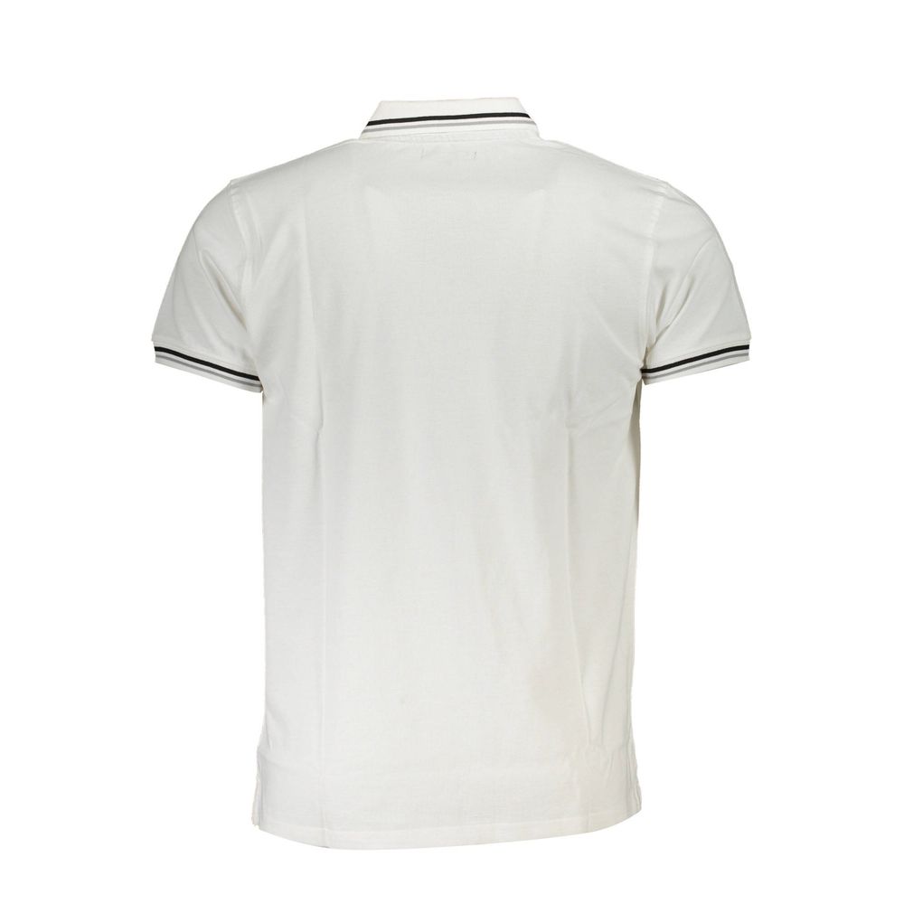 Back view of Cavalli Class White Cotton Men Polo Shirt with elegant design and premium cotton material for unmatched comfort.