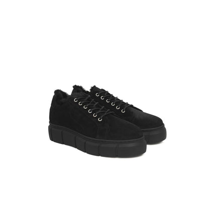 Cerruti 1881 Black Calfskin Women Platform Sneaker