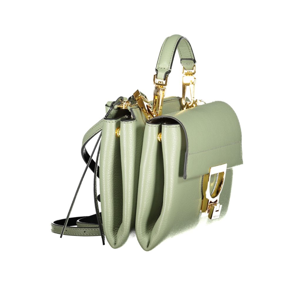 Coccinelle Green Leather Women Handbag with detachable handle and adjustable strap, featuring premium Italian craftsmanship.