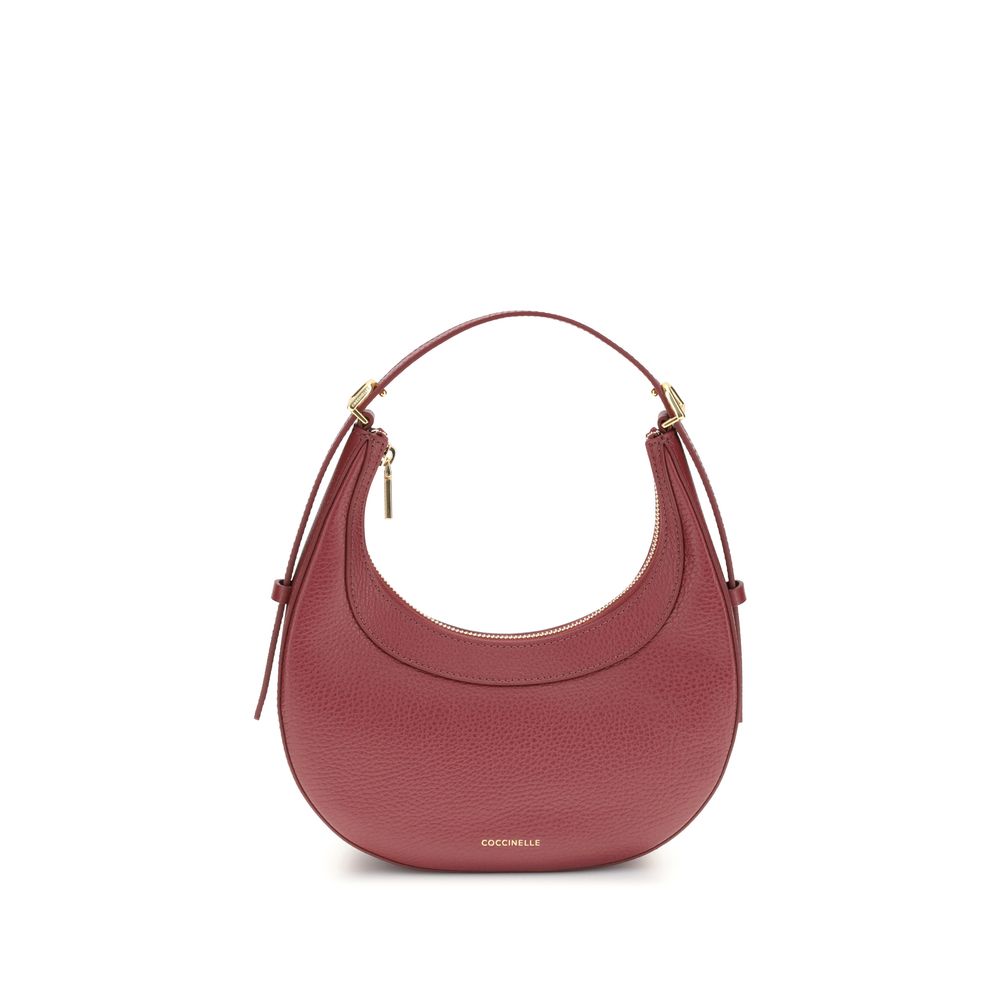 Coccinelle Red Calf Leather Bos Taurus Shoulder Bag with adjustable handle and zippered closure.