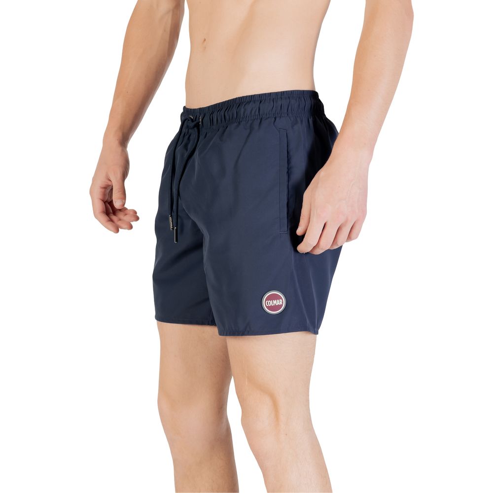 Colmar Originals Blue Polyester Swim Shorts with adjustable drawstring waistband and ergonomic fit for men, perfect for beach and pool days.