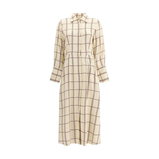 Crida Milano Checked midi Dress CR-BORDEAUXMDCHECKOFFWH-0/XS