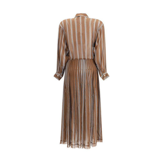 Crida Milano Wimbledon georgette midi Dress CR-WIMBLEDONMOKABABYBL-0/XS