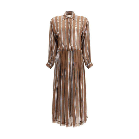 Crida Milano Wimbledon georgette midi Dress CR-WIMBLEDONMOKABABYBL-0/XS