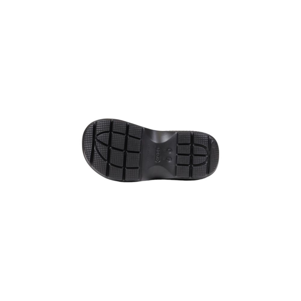 Sole view of Crocs Black Croslite Ankle boot showing durable tread design.