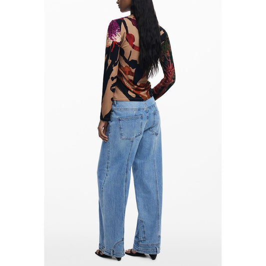 Desigual Brown Elastane Women Top DE-39748-XS