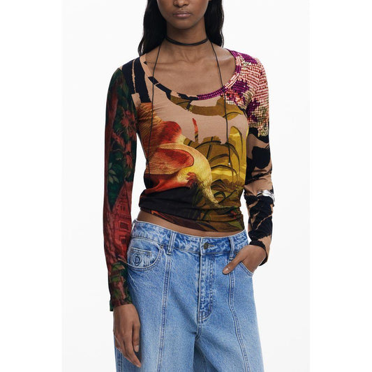 Desigual Brown Elastane Women Top DE-39748-XS