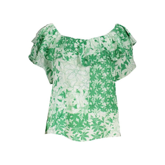 Desigual Desigual Green Boho Chic Patterned Tee with Logo DE-28039-XS 1728,67403481248,Desigual,Green,L,M,New with tags,S,Tops & T-Shirts - Women - Clothing,Women,XS