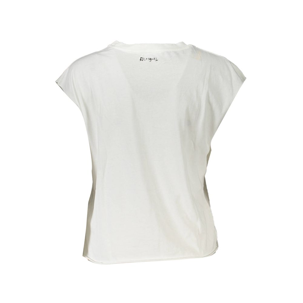 Back view of Desigual White Cotton Women Top with logo detail